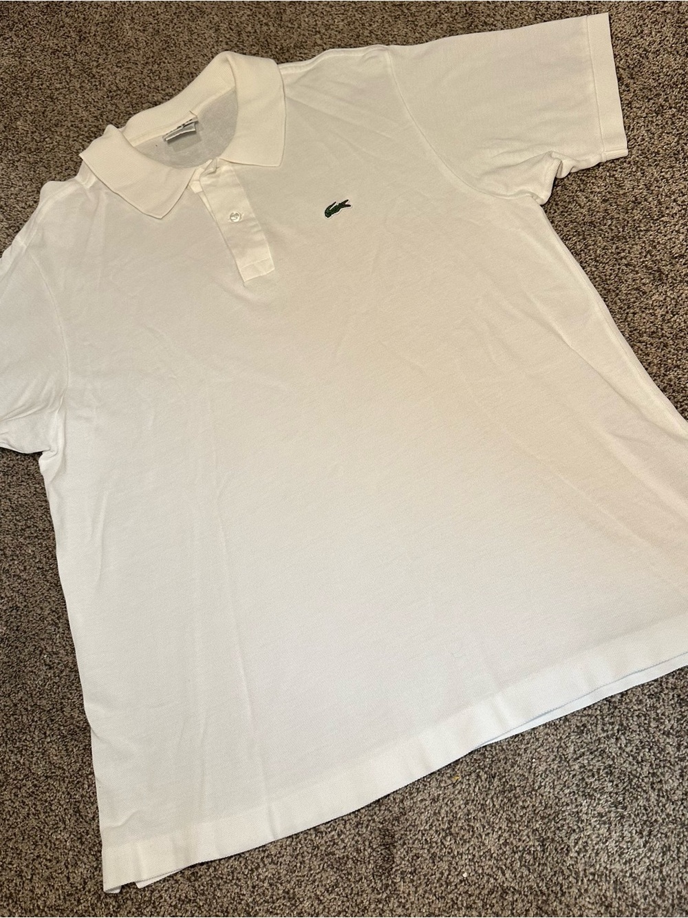 Lacoste White Polo with Green Croc Logo